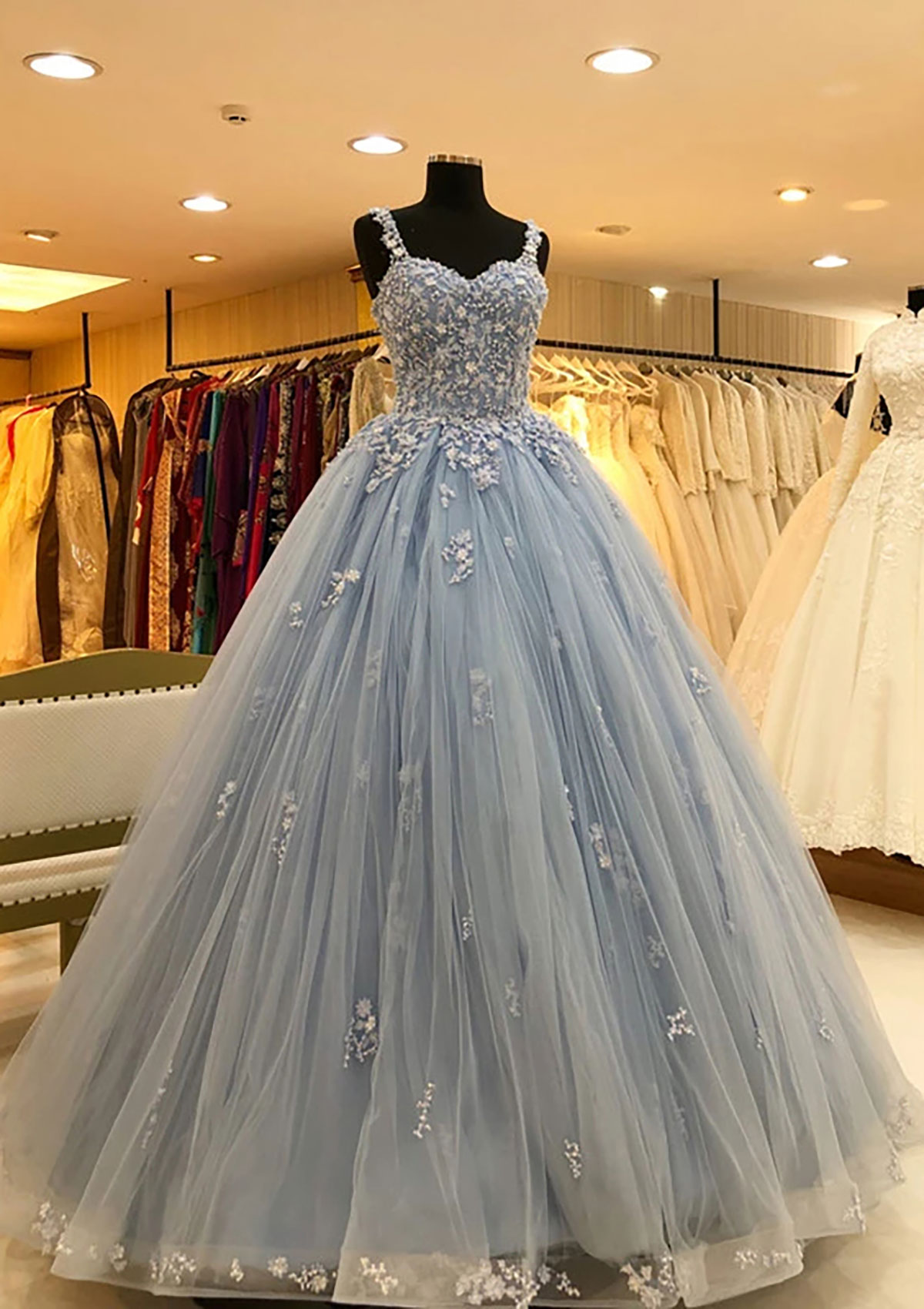 As Picture Ball Gown Sweetheart Long/Floor-Length Tulle Prom Dress With Lace - STACEES