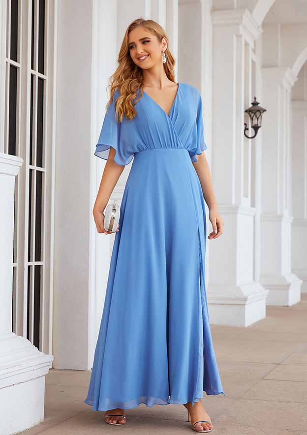 short sleeve ankle length dress Short Sleeves Princess Ankle-length Summer Homecoming Dresses