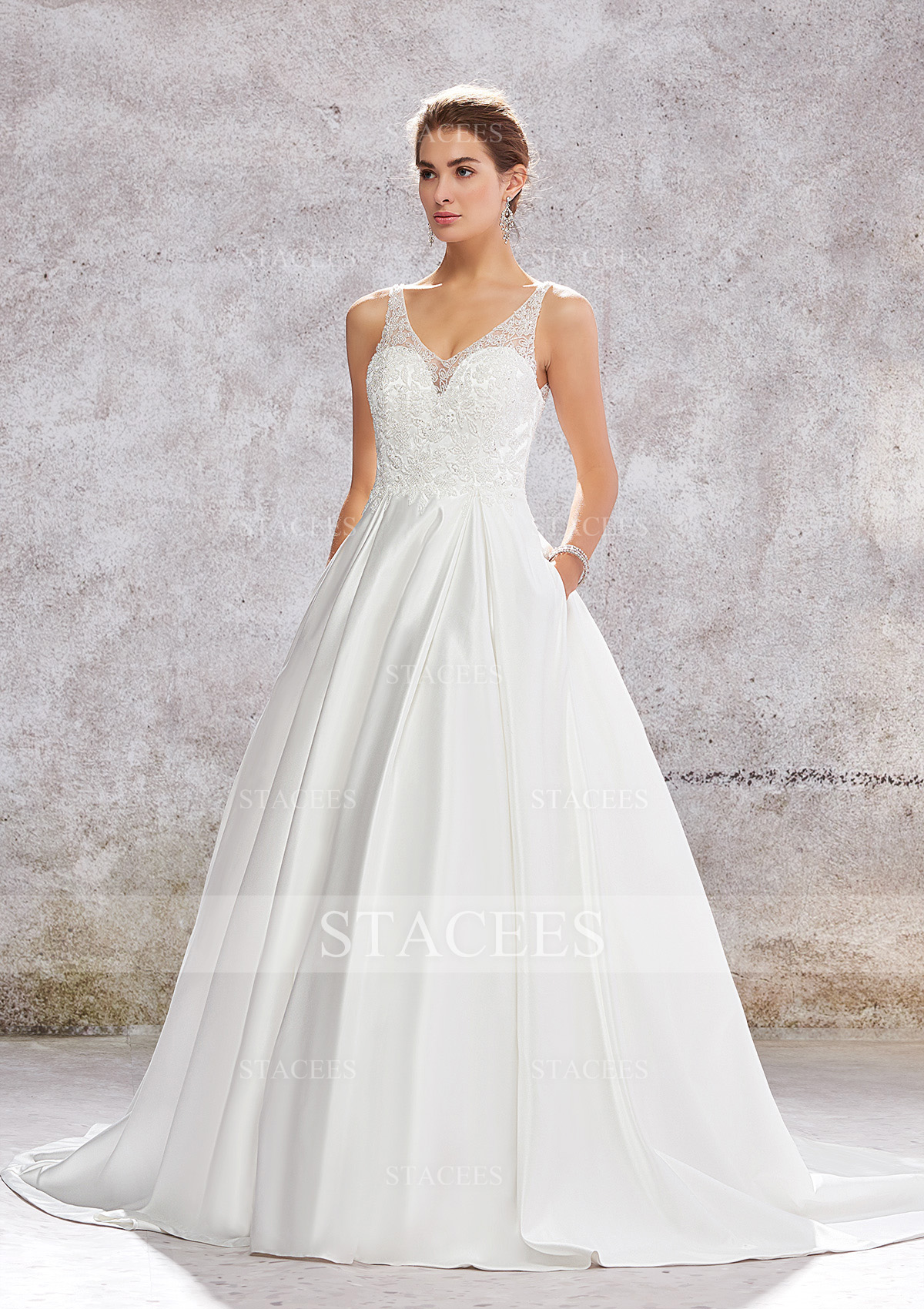 v neck wedding dress A-Line Dresses Simple Sexy with Sashes / Ribbons Split  TANYA BRIDAL Step into a fairytale with this whimsical wedding dress V-Neck Wedding Dress: Find Perfect