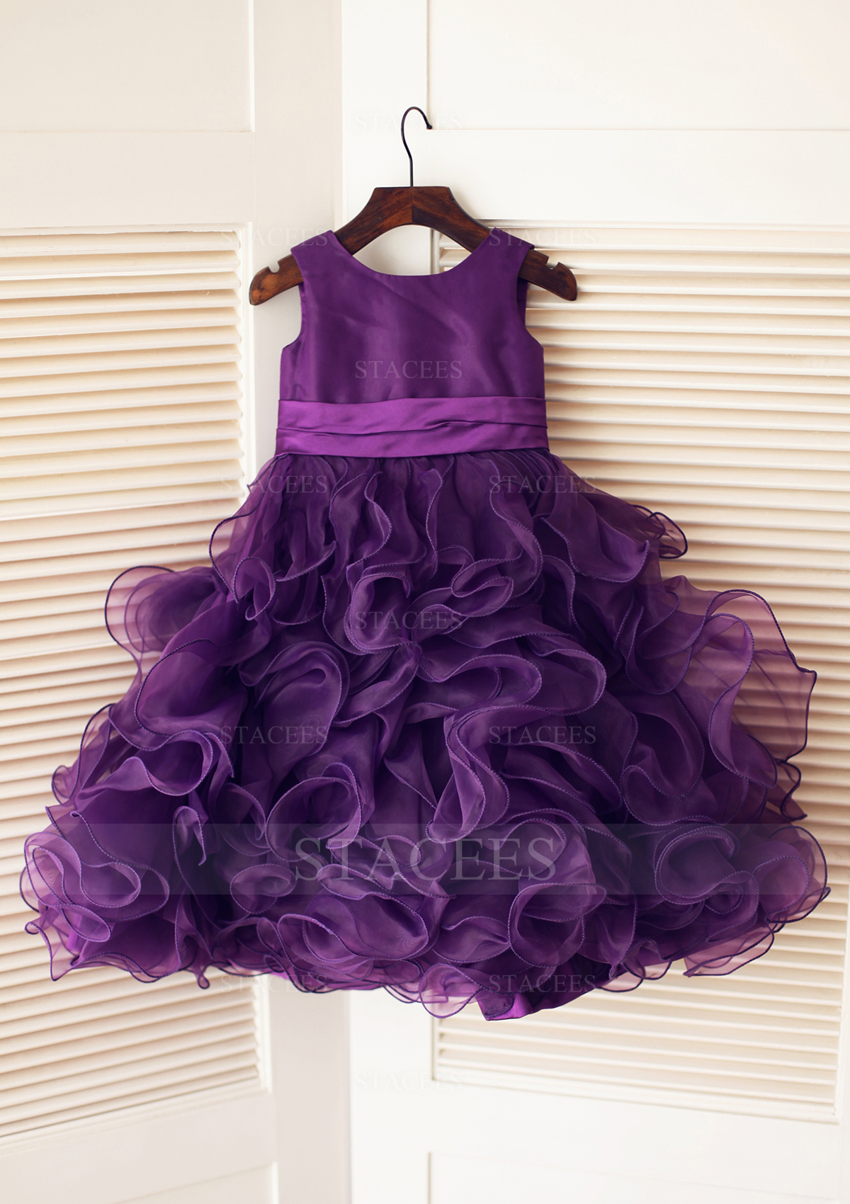 Vestido línea a/princesa escote redondo organdí de seda satén hasta la tibia vestido de pajecitas