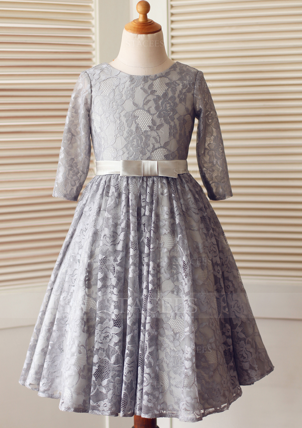 Vestido línea a/princesa escote redondo encaje hasta el tobillo vestido de pajecitas