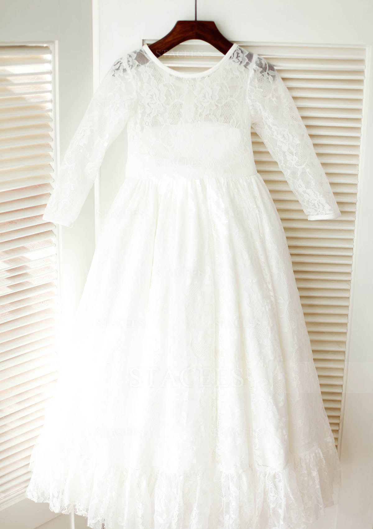 Nice Long A-line Lace Flower Girl Dress With Sashes