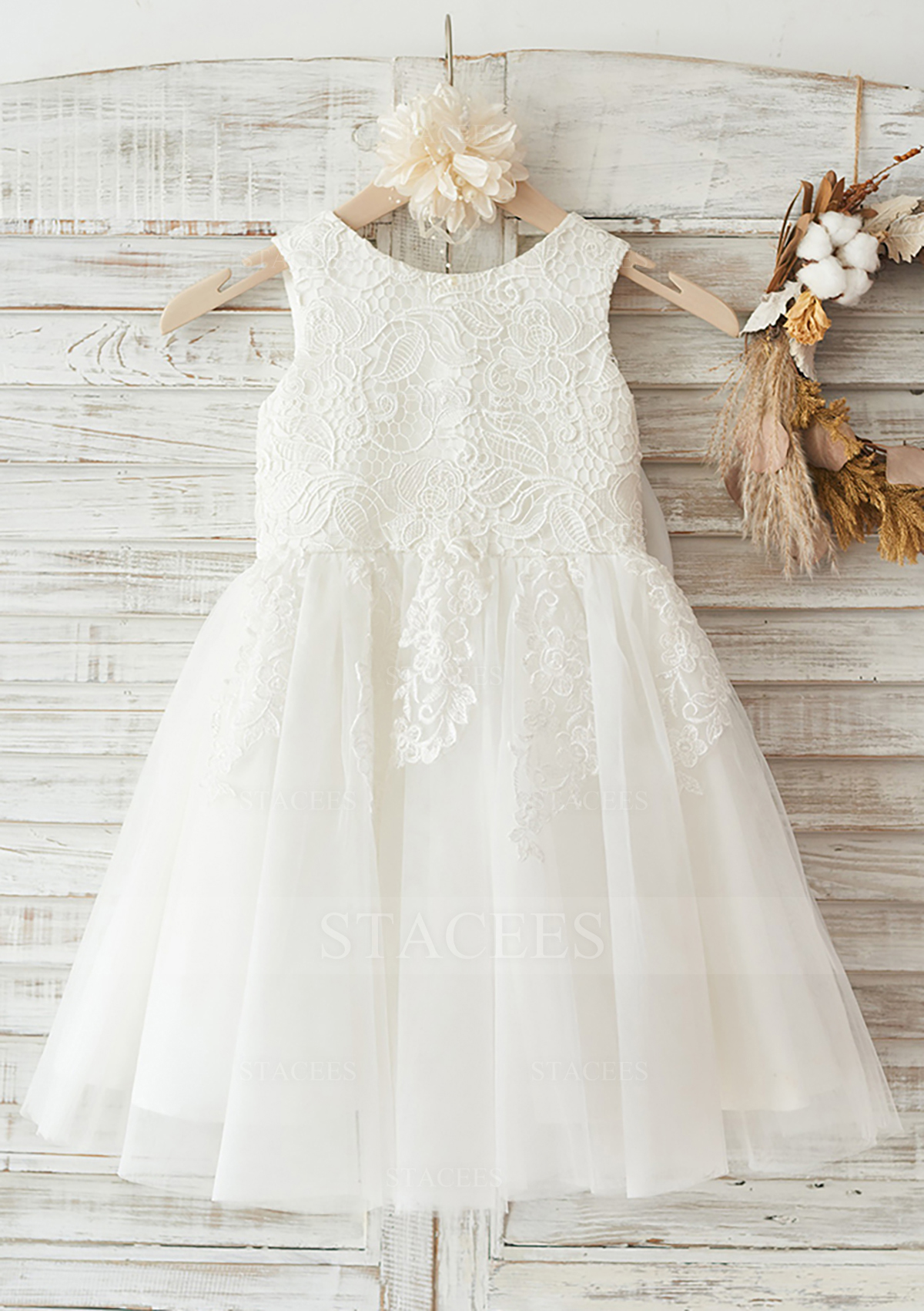 lace flower girl dresses Lovely Lace Flower Girl Dress A-Line Bateau Knee-Length - Flower Girl Dresses