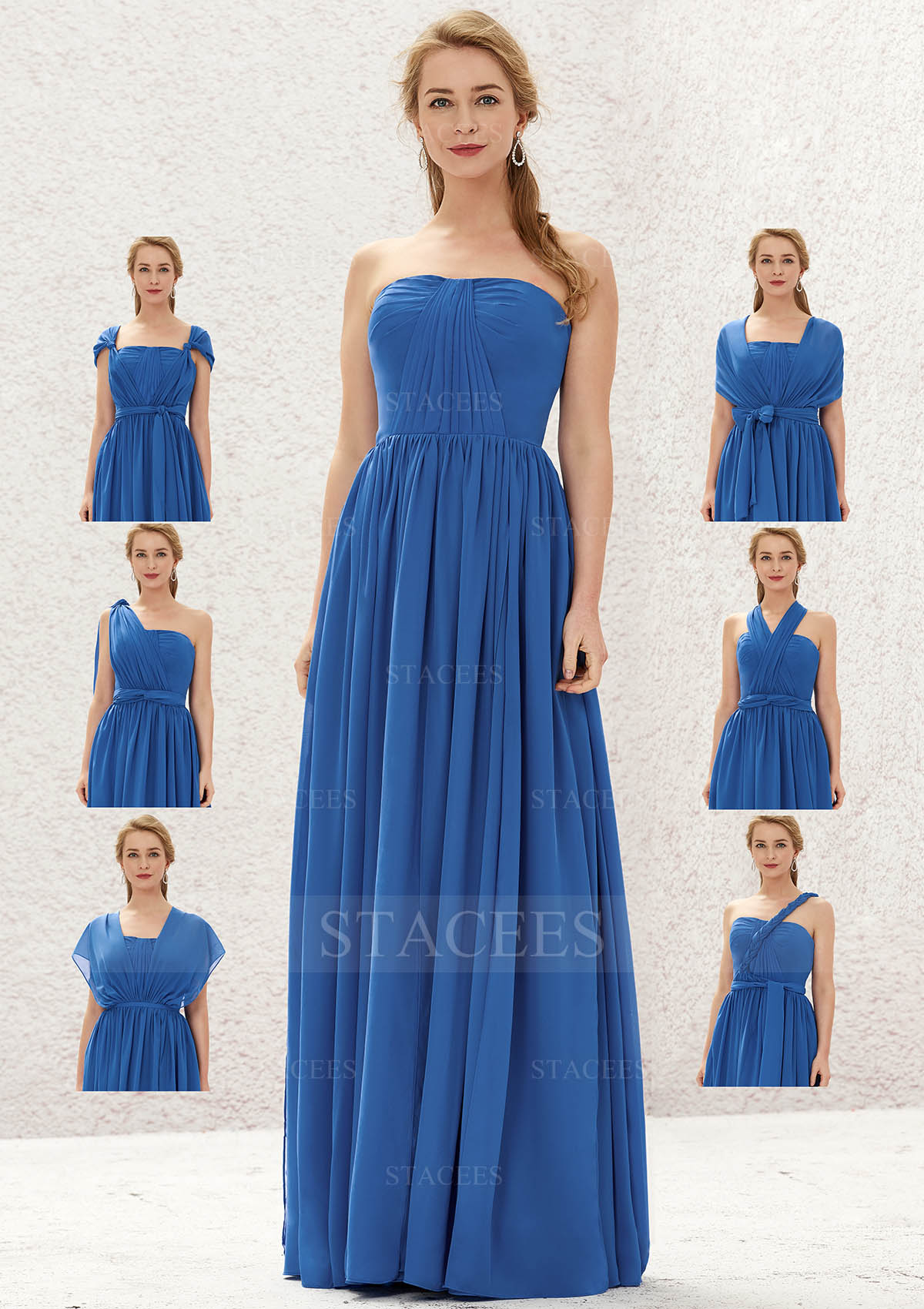 A-line Sleeveless Long/Floor-Length Chiffon Bridesmaid Dress With Bandage Pleated