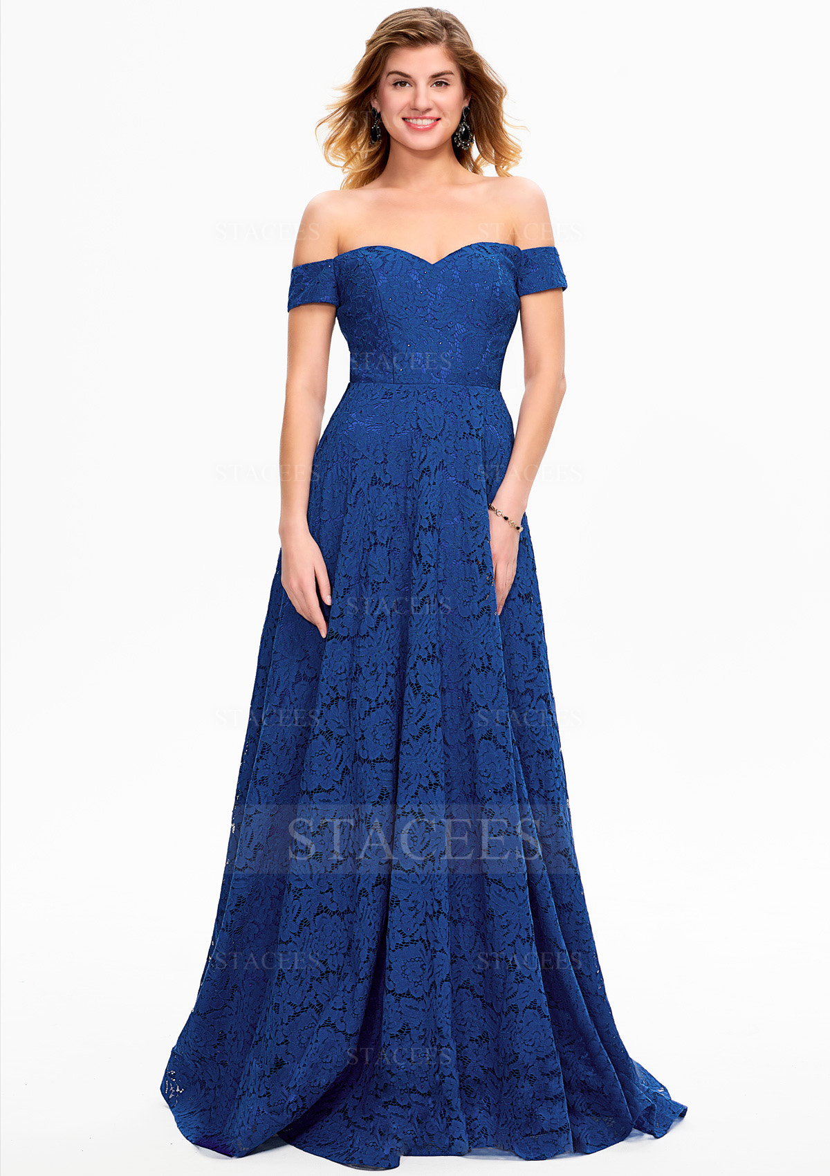 Robe trapèze cache coeur dentelle satin traîne balayage robe de bal avec strass