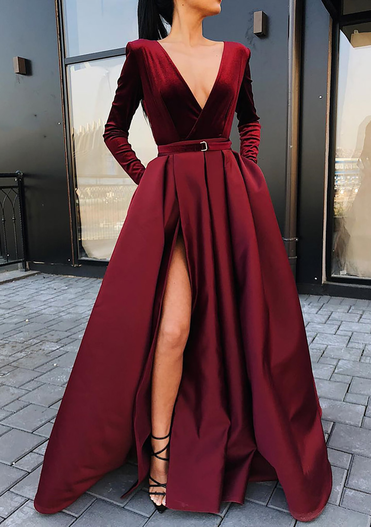 a line velvet dress Black A-line Off Shoulder Velvet Long Prom Dress, Velvet Formal Evenin