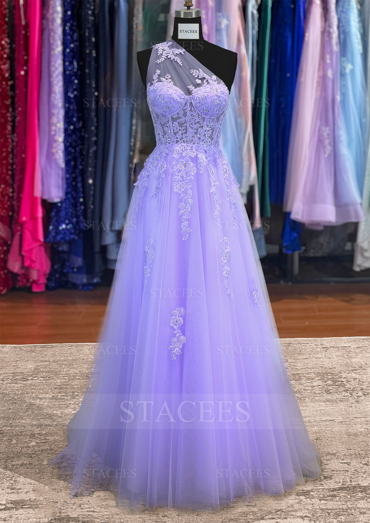 light purple one shoulder prom dress Elegant Light Purple Chiffon One Shoulder A-line Long Prom Dress Eveni   DaintyBridal