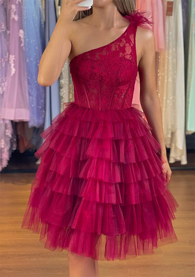one shoulder ruffle pink mini tulle dress One Shoulder Ruffle Pink Tulle Dress KikiRiki One Shoulder Ruffle Pink Mini  Tulle Dress High Low