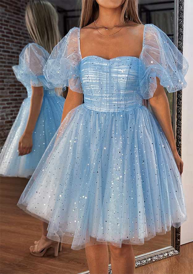 mini homecoming dresses with sleeves Long Sleeve Homecoming Dresses for Teens Sparkly Sequin V Neck Tiered Msikoods Official Store