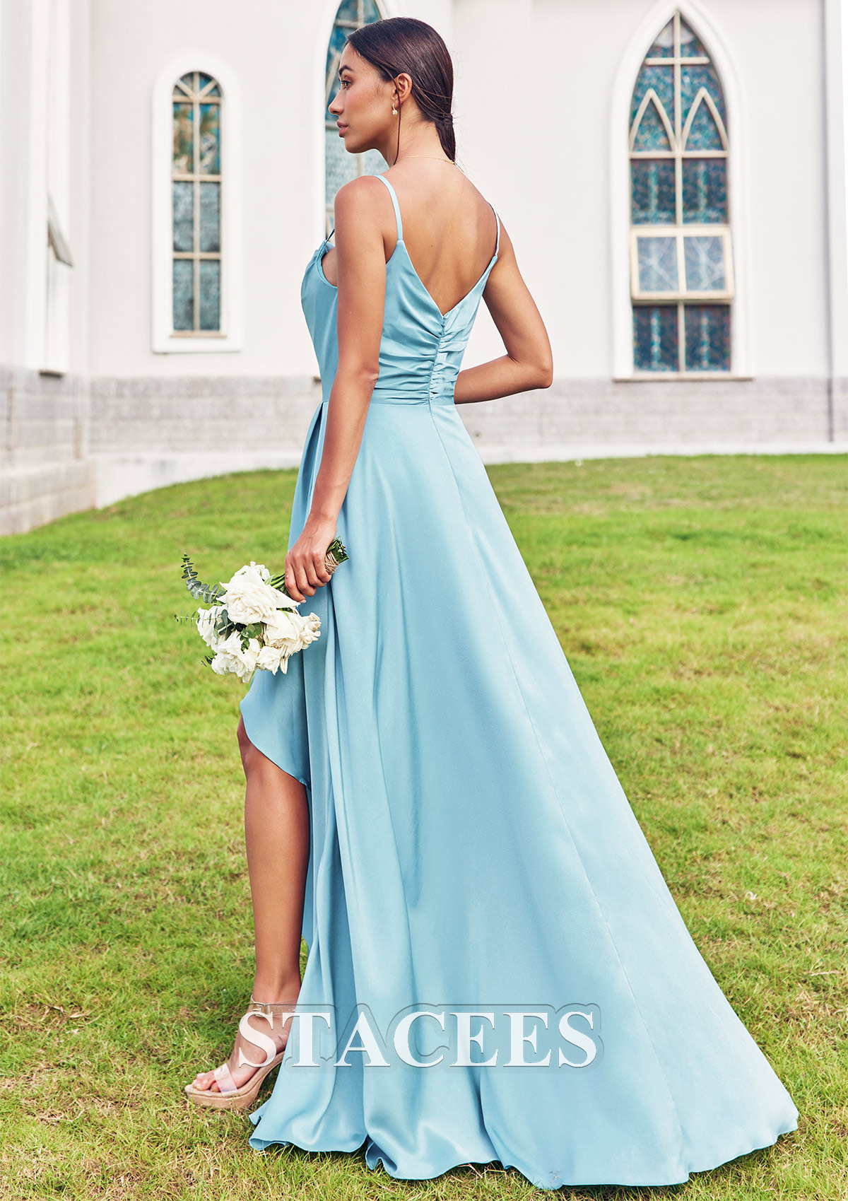stretch charmeuse sleeveless cowl bridesmaid dress Stretch Charmeuse Sleeveless Cowl Bridesmaid Dress