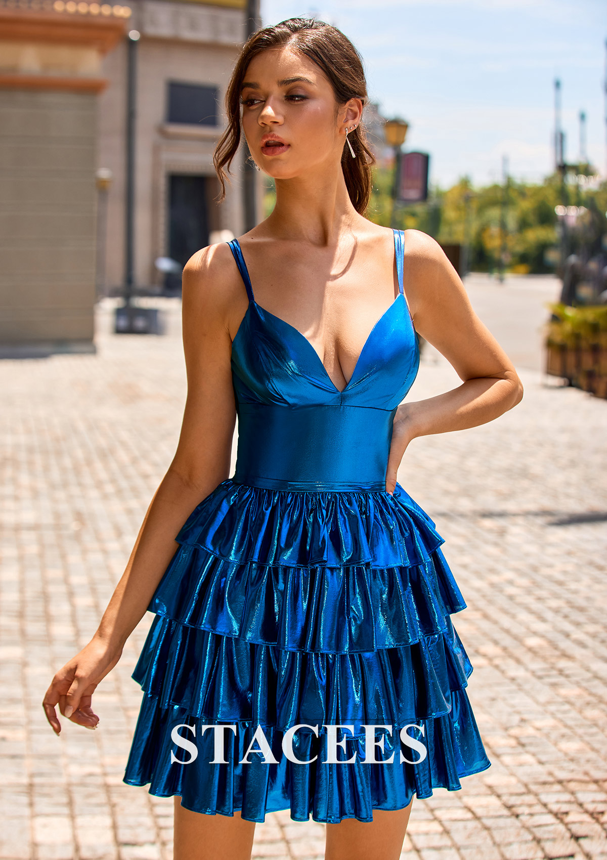 homecoming dresses 2024 Spaghetti Straps Lace Tulle Short Applique Corset Tiered Formal Party Gowns fg4364 Full Bust Stacees Homecoming Dress Metallic Ruffles