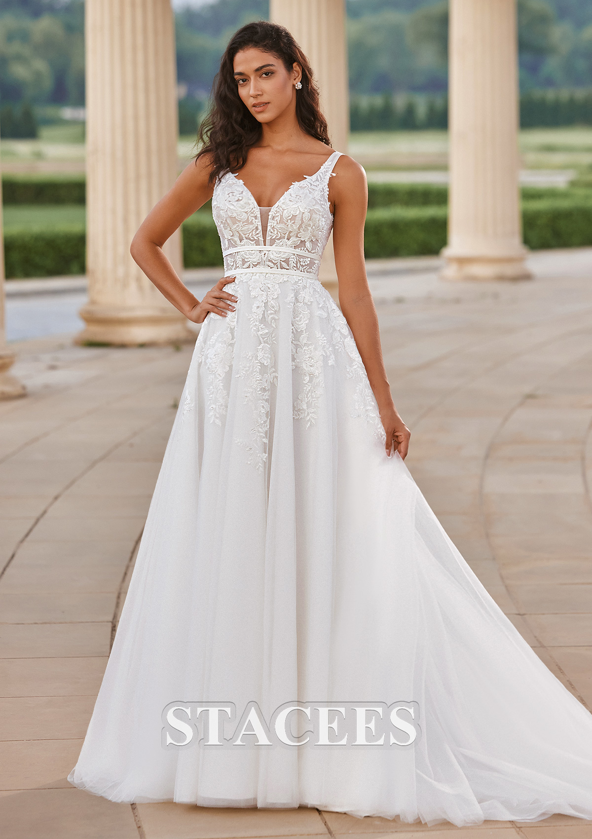 corset wedding dress Fit & Flare Silk with Draped Sheer Lace Back romantic feel Corset Wedding Dress | Corset