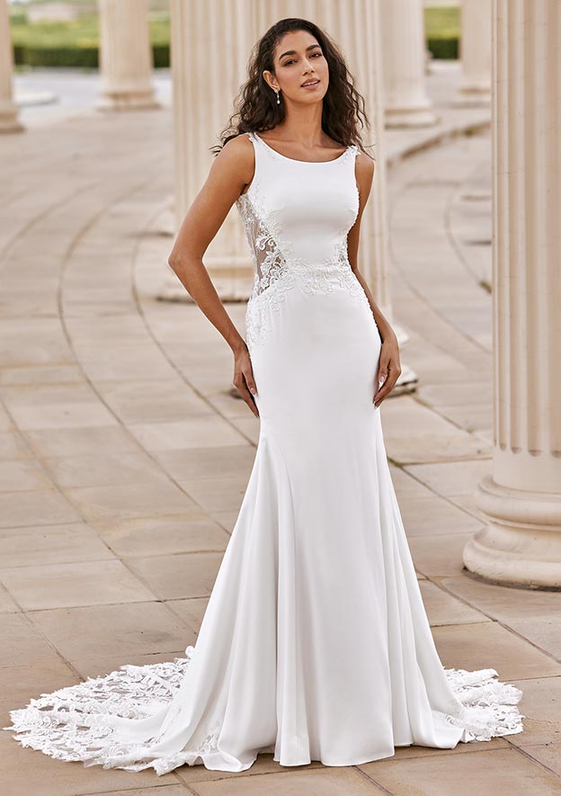 a-line lace wedding dress with side split detail As Is Lace Wedding Dress with Side Split Detail