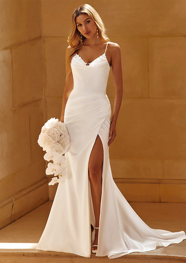 keyhole back a line wedding dress Keyhole Back Wedding Dress