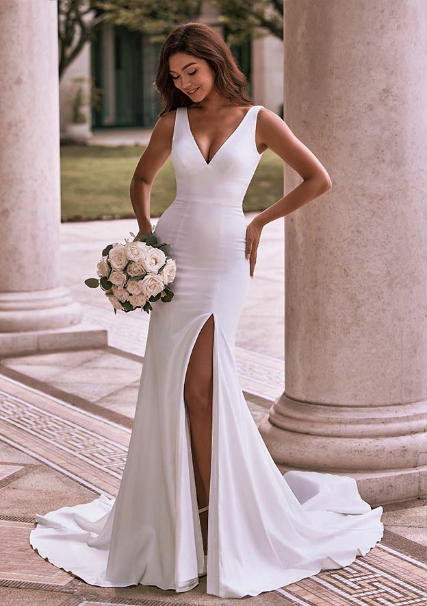 satin trumpet wedding dresses 44271: Off the Shoulder Satin Trumpet Bridal Gown with Full Tulle Skirt