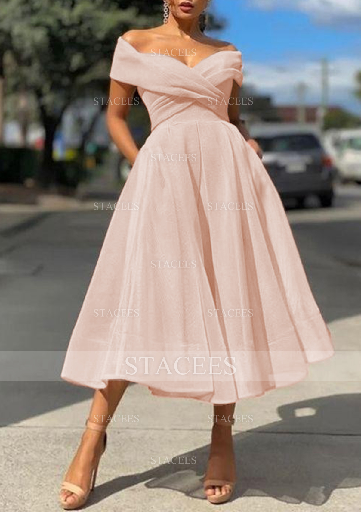 pleated a line dress Ruffled Sleeves A-Line Chiffon Bridesmaid with V-Neck 3XL Occasion Leely Women Yellow Pleated Long