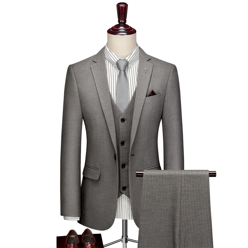 Revers cranté simple boutonnage 3 pièces costume homme pour mariage