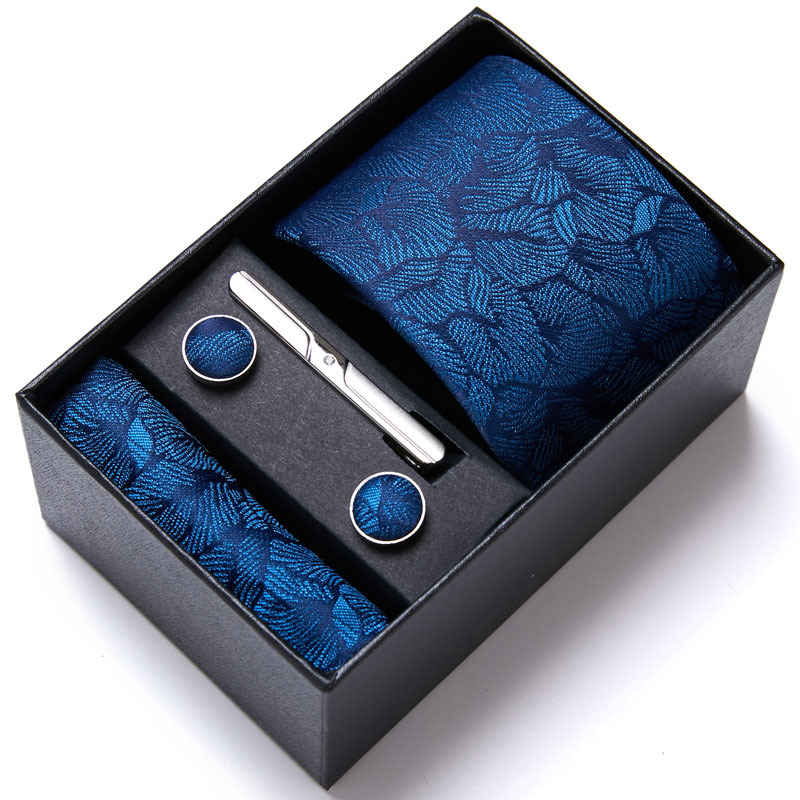 Set de 4 corbatas con diseño de hojas para hombre