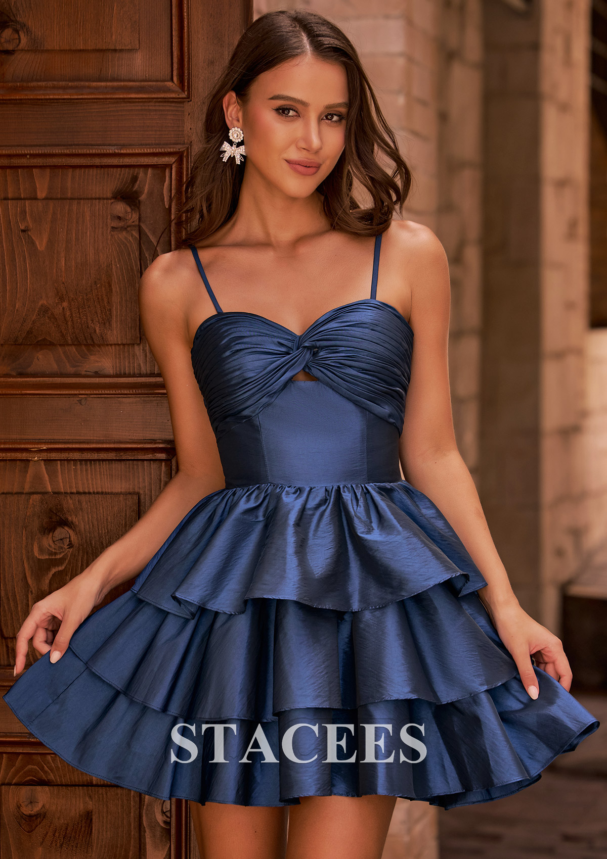 homecoming dress with ruffles Hot Pink
