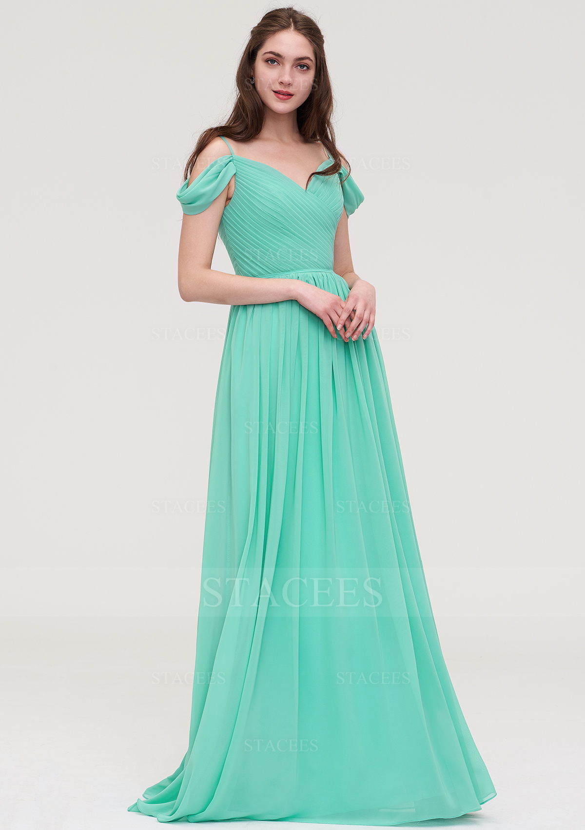 Robe trapèze sans manches mousseline ras du sol robe de demoiselle d'honneur 