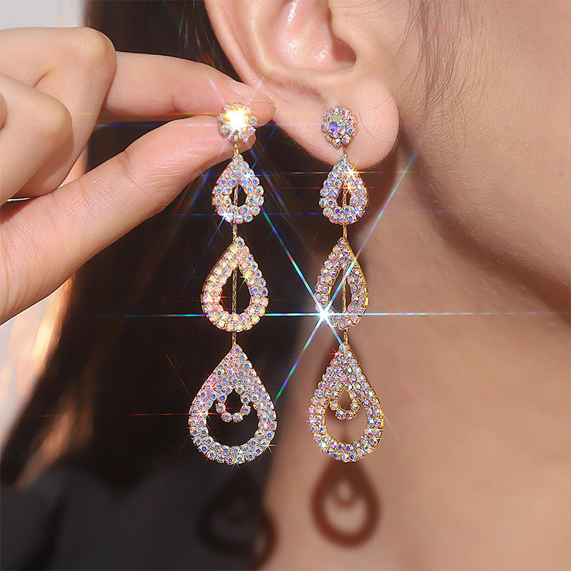Pendientes brillantes 2 cm cobre strass para mujer