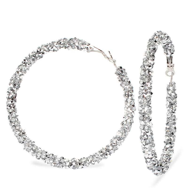 Blanc À la mode luxueux cercle strass boucles d'oreilles - STACEES