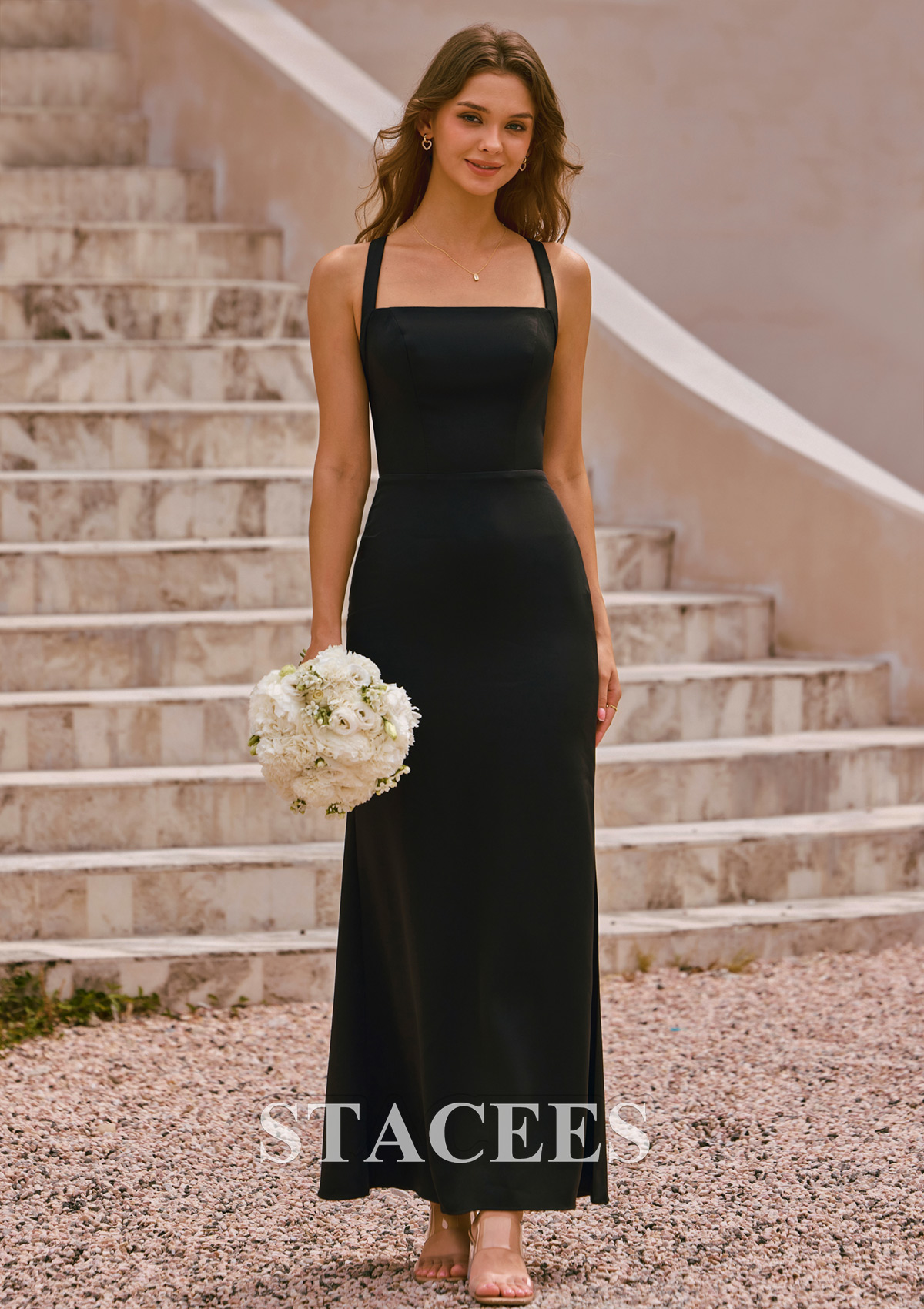 bridesmaid dresses with side split Simple Sheath Pink Sleeveless Long Bridesmaid Dresses With Side Split,  MBD149