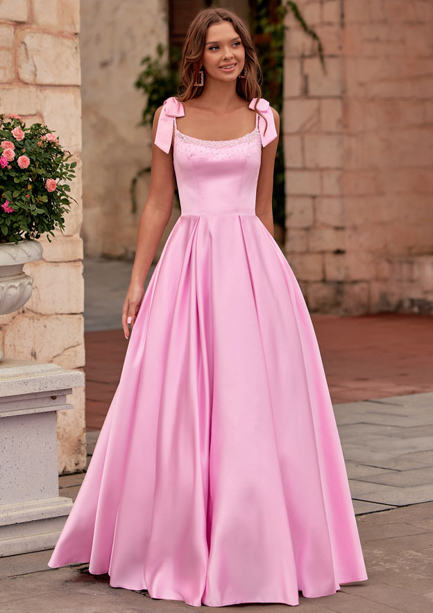 tie strap formal dress A-Line Bow Tie Straps Party Dress Lace High Split Prom Dress TP0979 US18 / Custom Color