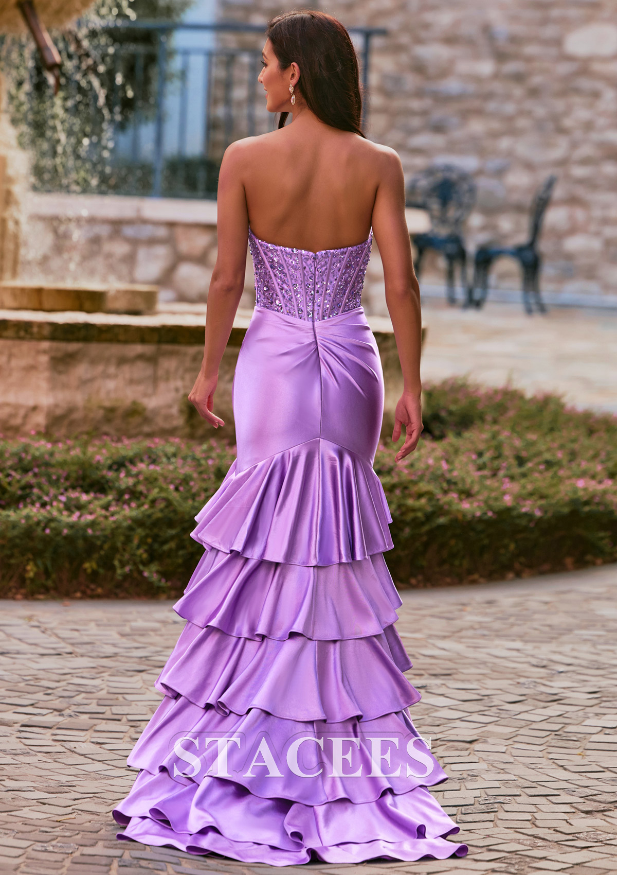 purple strapless mermaid prom dress Lavender Beaded Strapless Mermaid Dress Lavender / 10