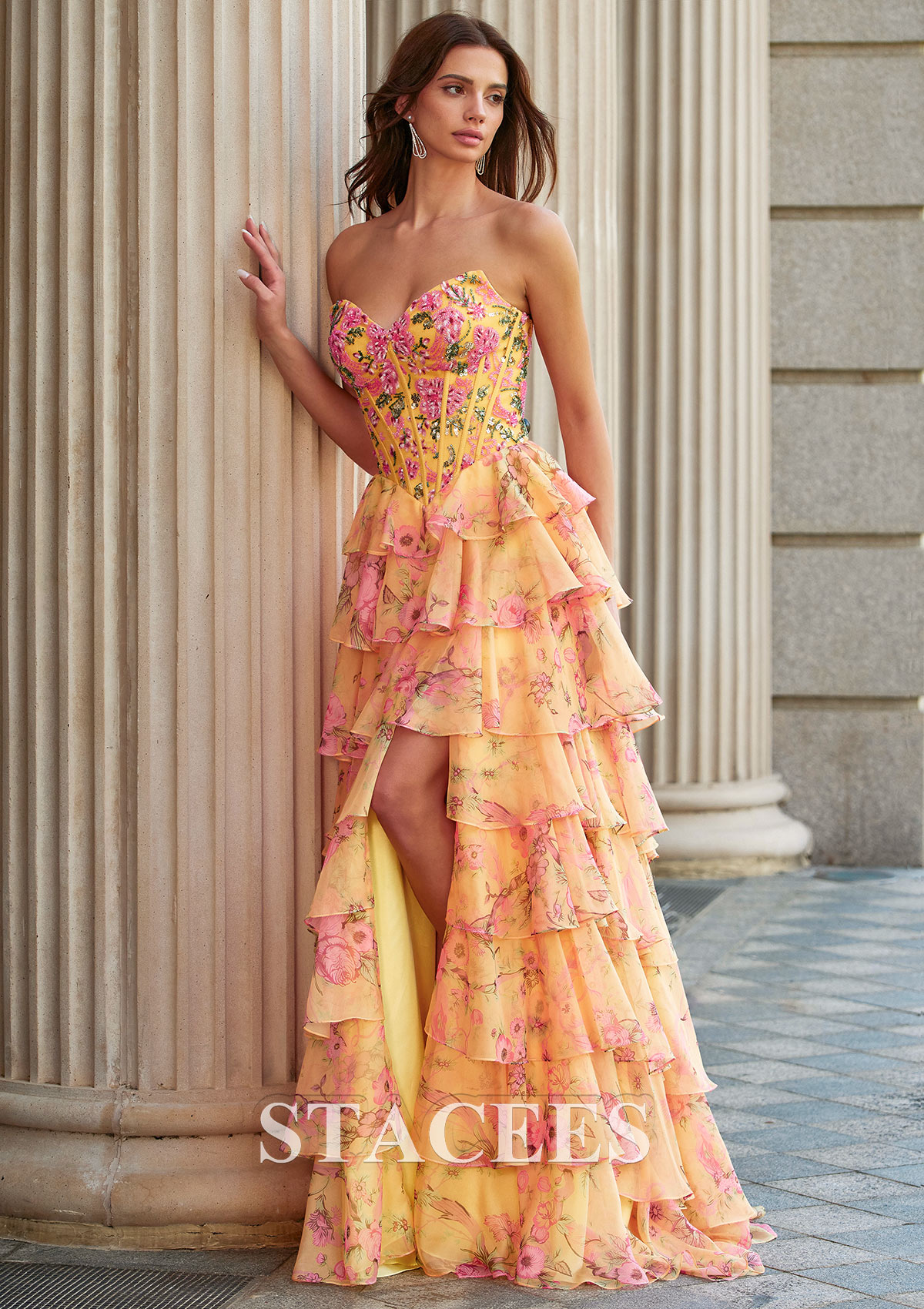 orange and yellow prom dresses V Neck and V Back Orange Lace Long Prom Dresses, Orange Lace Formal Evening  Dresses