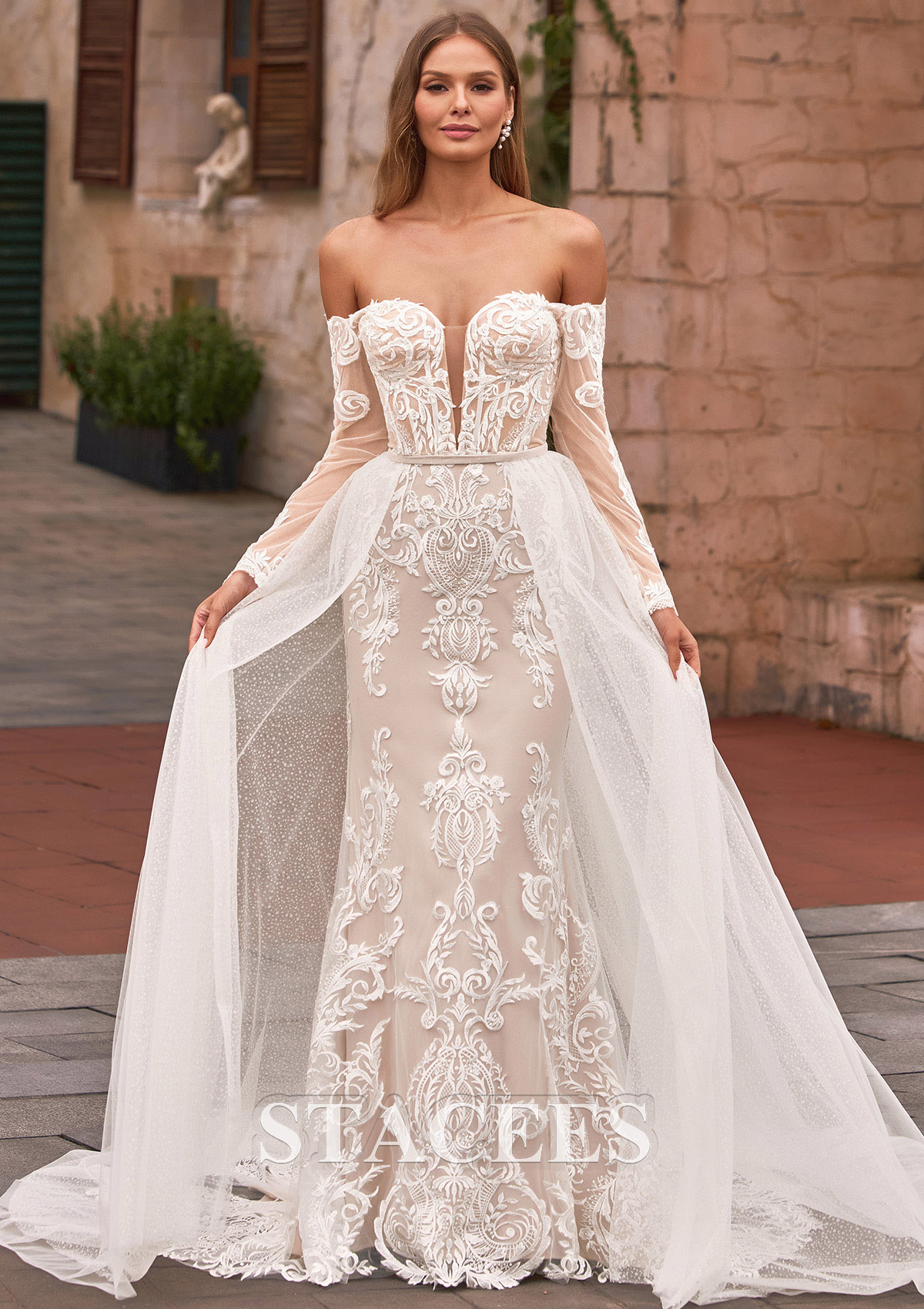 mermaid corset wedding dress Off Shoulder - Tulle Wedding Gown flattering corset Lace Mermaid Wedding Dress Strapless