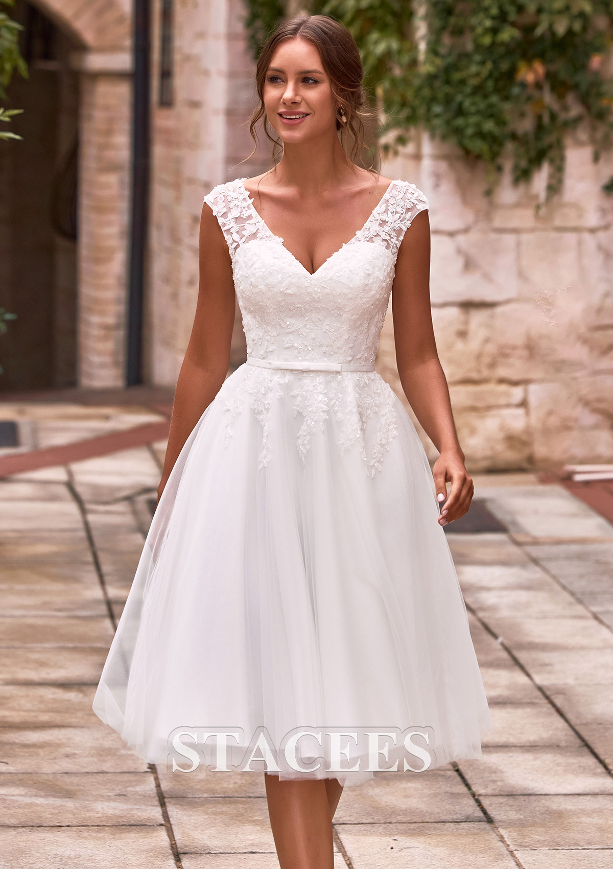 tea length corset dress Ladivine CD0187 - Tea Length Corset Cocktail Dress S / Black