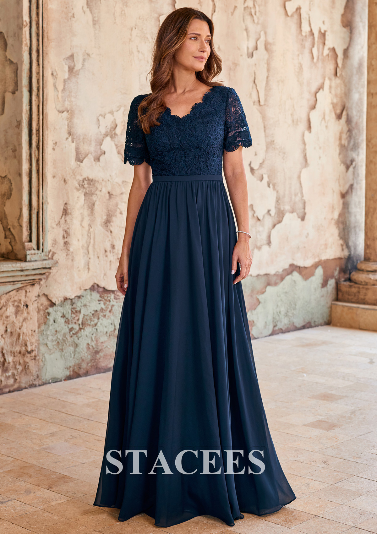 chiffon and lace evening dresses Mother of the Bride Long Formal Lace Chiffon Dress