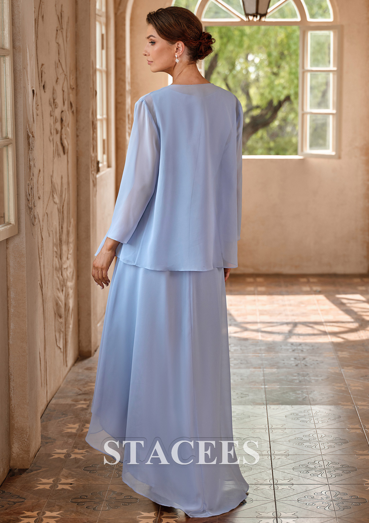 A-line 3/4 Sleeve Asymmetrical Chiffon Jacket Mother of the Bride