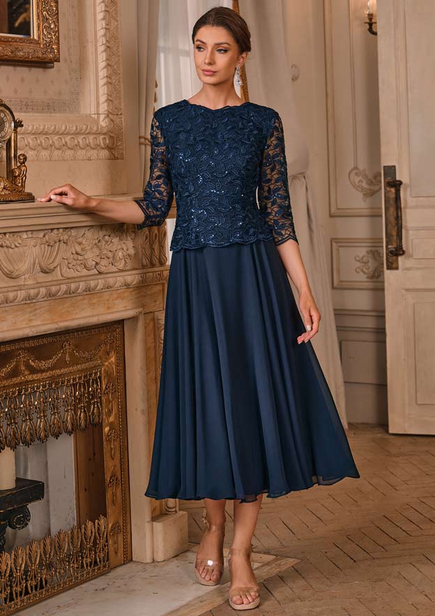 vintage tea length mother of the bride dresses Ivory Dress 2026 Short Sleeves Scoop This elegant mother of the bride dress features 3/4 length sleeves and intricate 3D floral appliques Perfect Colors and Styles of