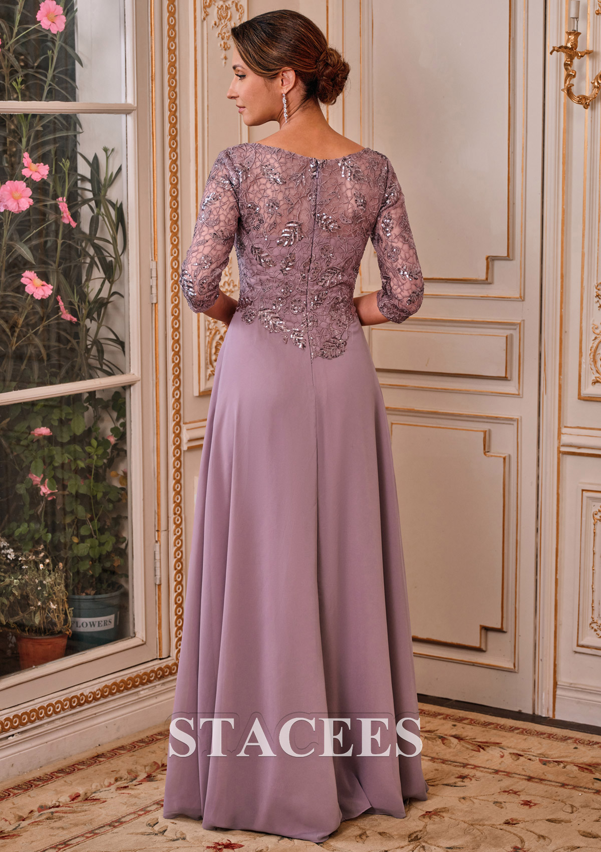 chiffon mother of groom dresses Long Sleeves Floor Length The Dress Zipper Back A-Line Ankle Length Chiffon Mother
