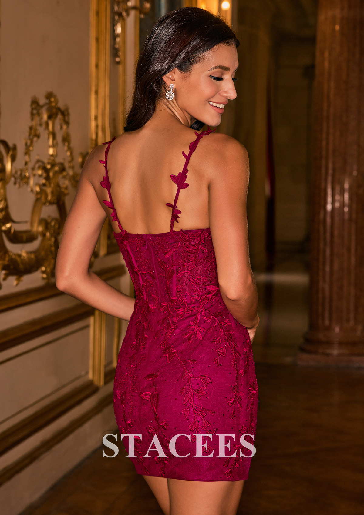 Borgoña Tubo cuello halter tul corto vestido para homecoming - STACEES