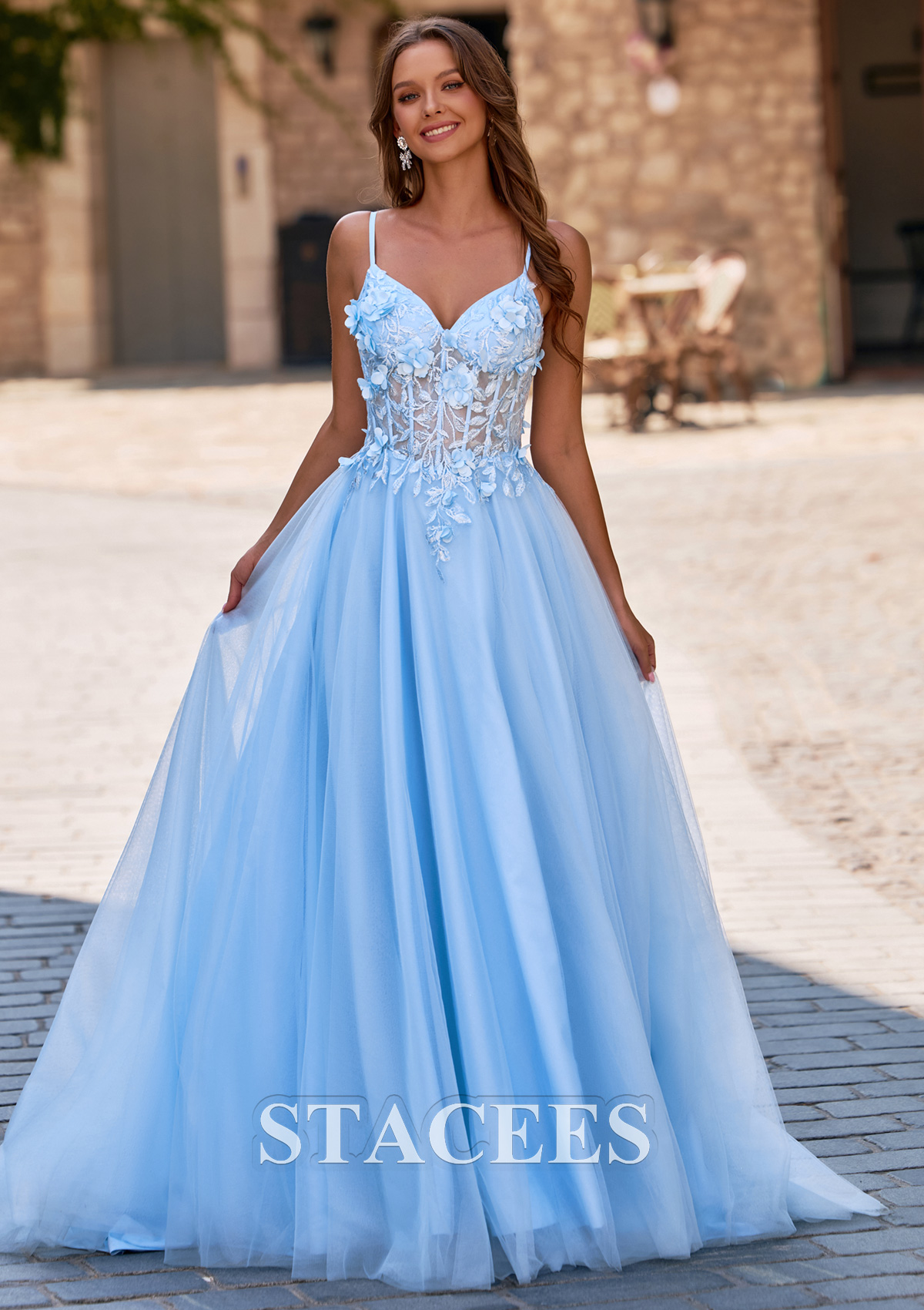 blue lace up prom dress Ball Gown 3D Floral Applique Sheer Corset Tulle with Lace-Up Back S8996P - Prom Dresses #DM6230-010 ASOS DESIGN Tall satin Color:Princess Blue Whether it’s a gala