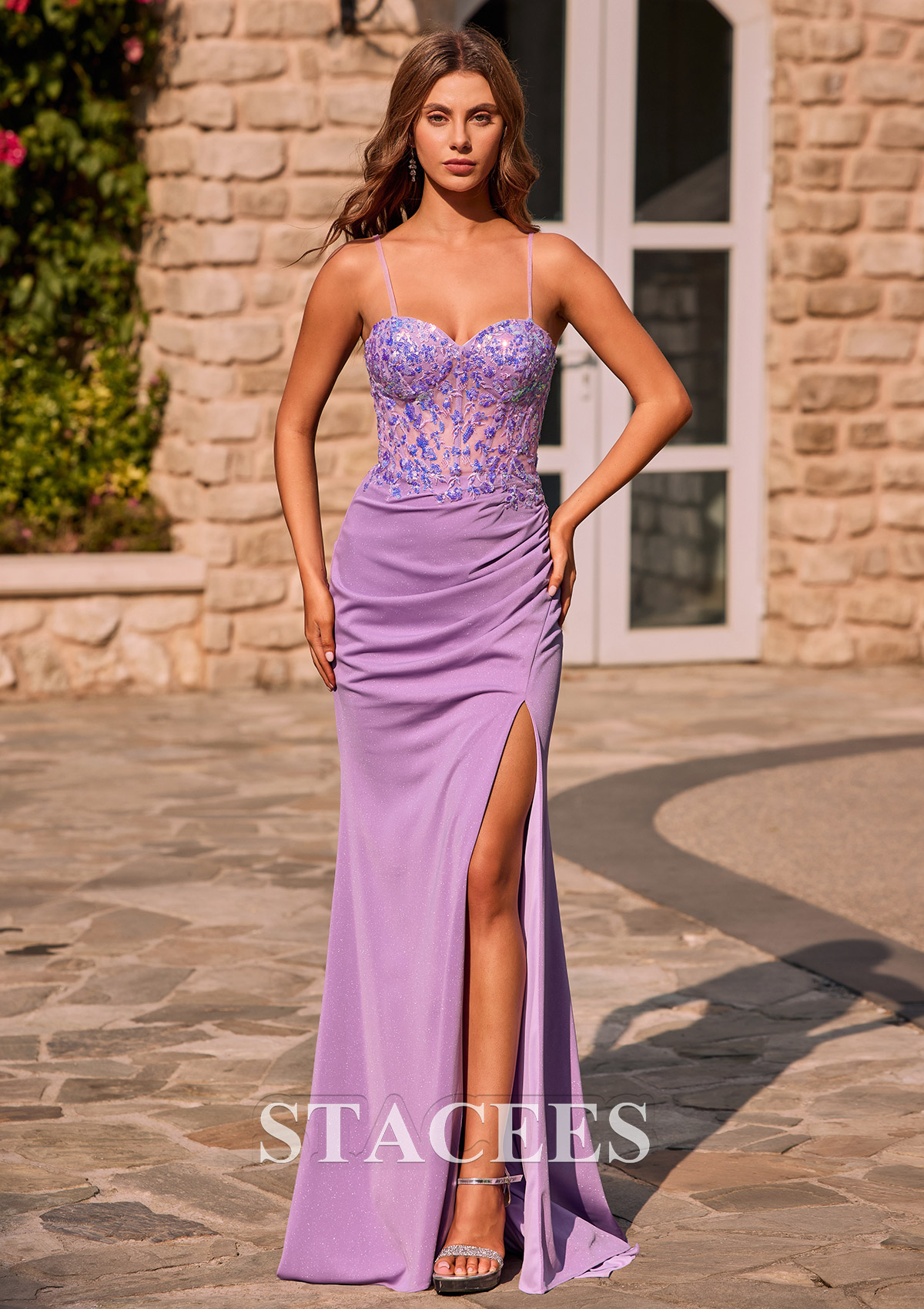 Tahiti Fourreau cache coeur tricot traîne balayage robe de bal  - STACEES