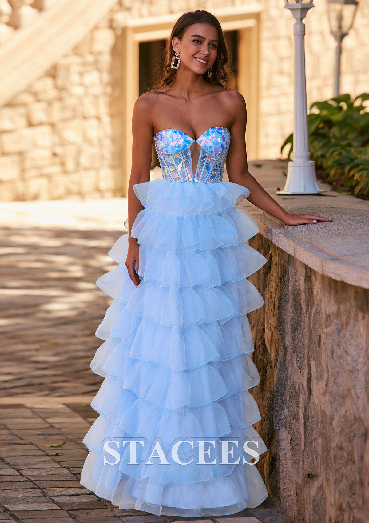 organza corset dress Sparkly A Line Sweetheart Keyhole Tiered Mirror Sequins Floor-Length Prom DressS8455P - Prom Dresses Kissprom Size:Custom Size Free SID-D27331 Galuh Smock Dress in Featuring a delicate organza